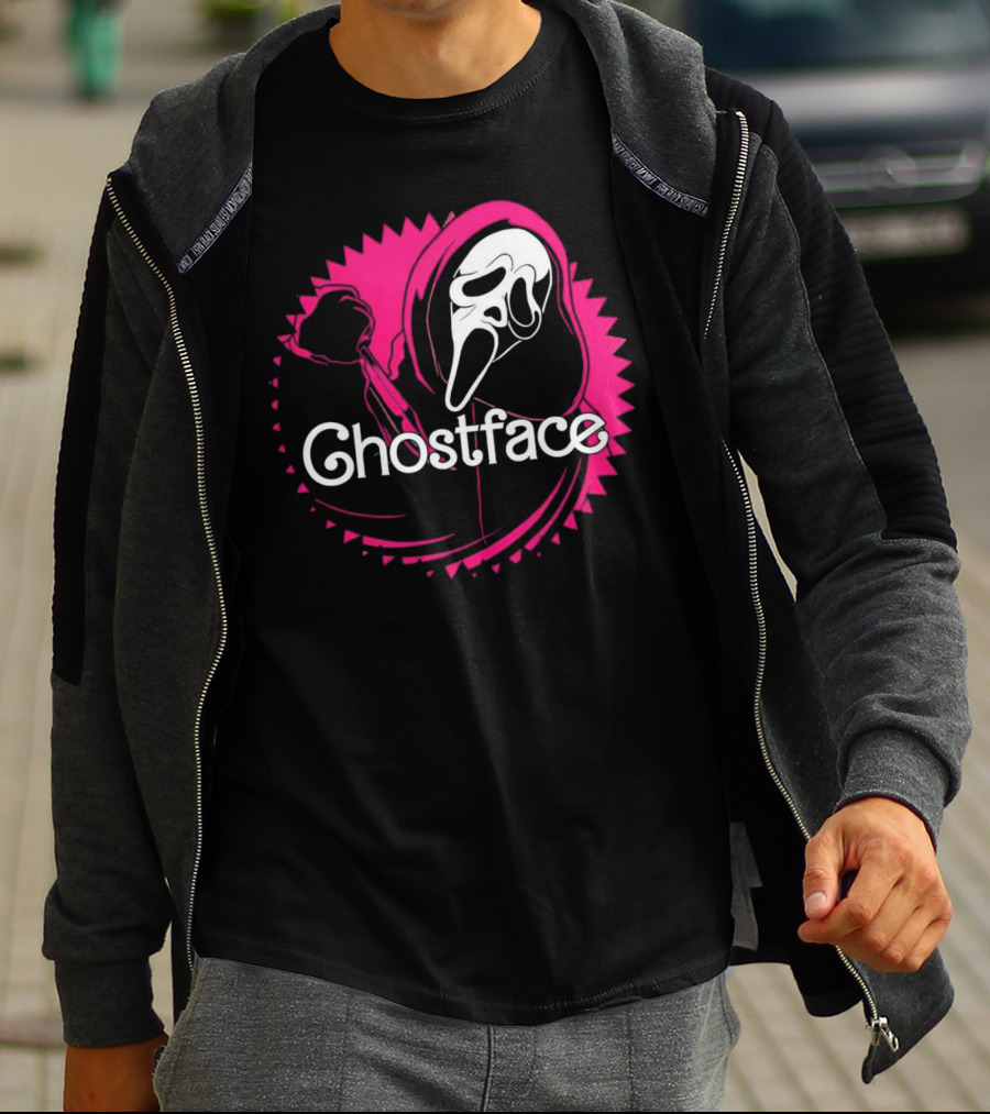 Ghostface Neon Pink Horror Icon In Vibrant T-Shirt