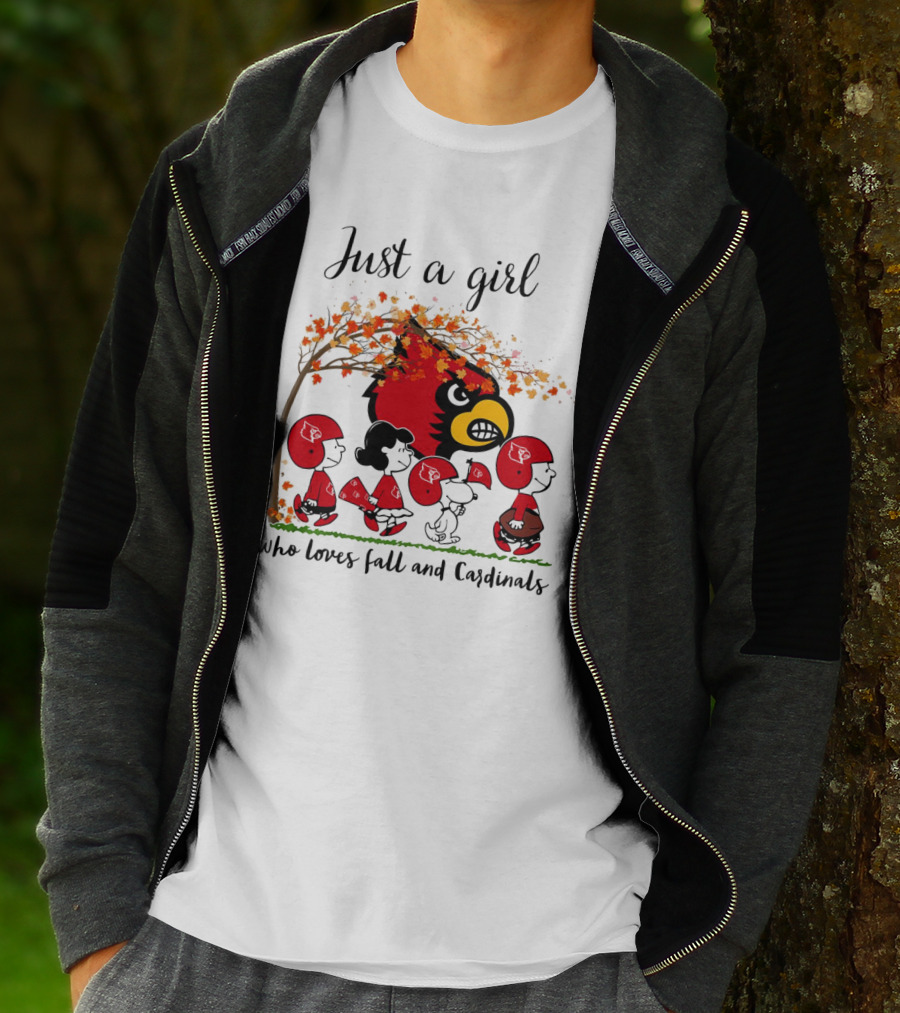 Just A Girl Who Loves Fall And Cardinals Peanuts Cartoon T-Shirt