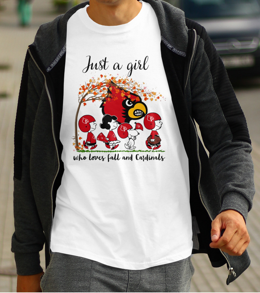 Just A Girl Who Loves Fall And Cardinals Peanuts Cartoon T-Shirt
