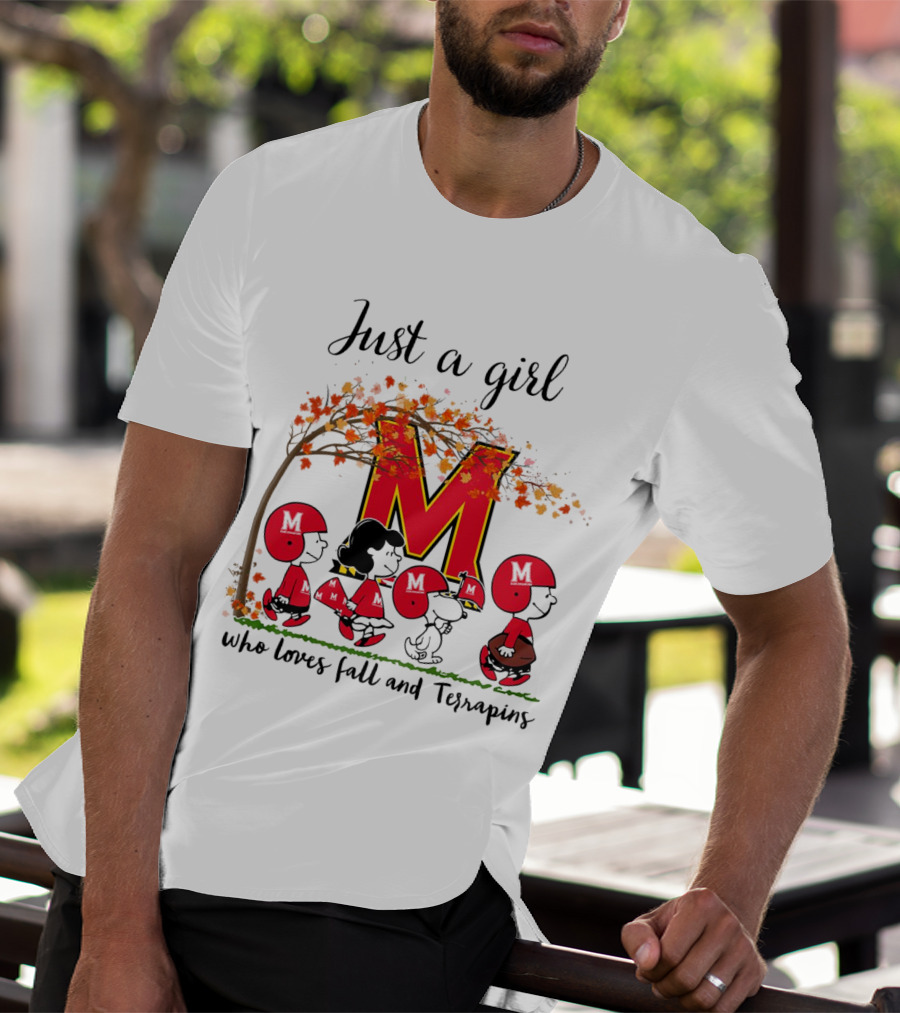 Just A Girl Who Loves Fall And Terrapins Peanuts Cartoon T-Shirt