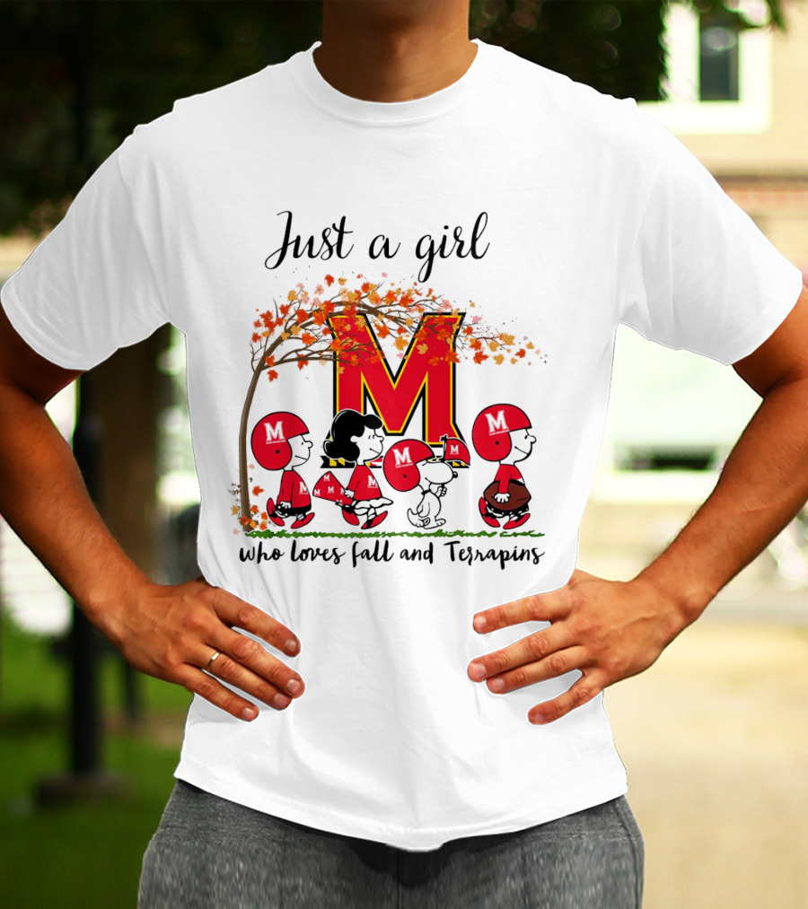 Just A Girl Who Loves Fall And Terrapins Peanuts Cartoon T-Shirt