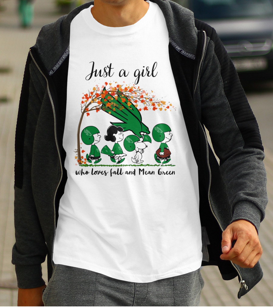 Just A Girl Who Loves Fall And Mean Green Peanuts Cartoon Football Halloween T-Shirt