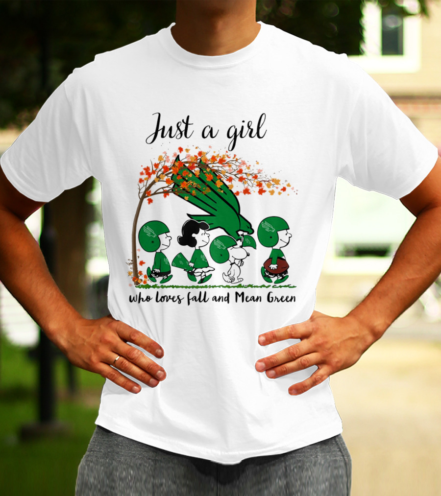 Just A Girl Who Loves Fall And Mean Green Peanuts Cartoon Football Halloween T-Shirt