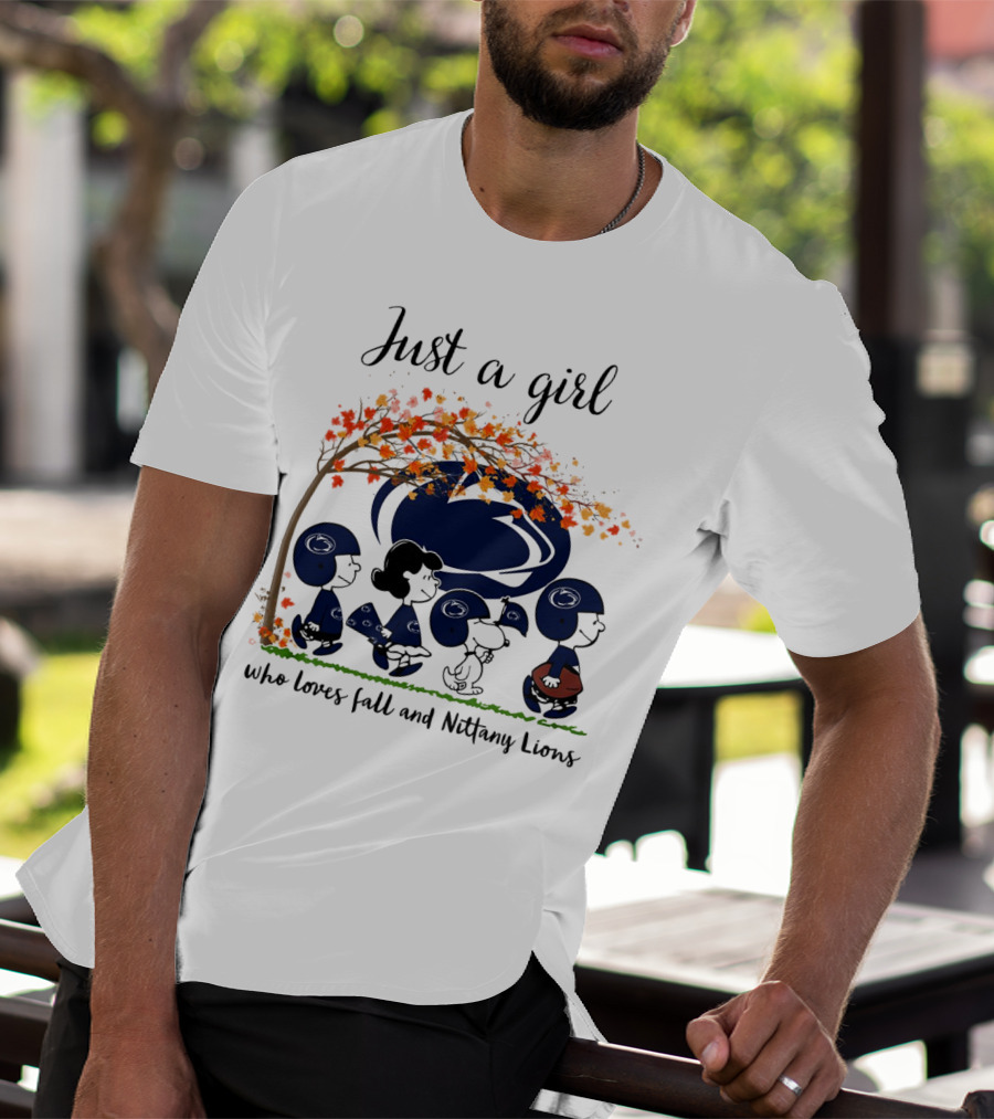 Just A Girl Who Loves Fall And Nittany Lions Peanuts Cartoon Halloween T-Shirt