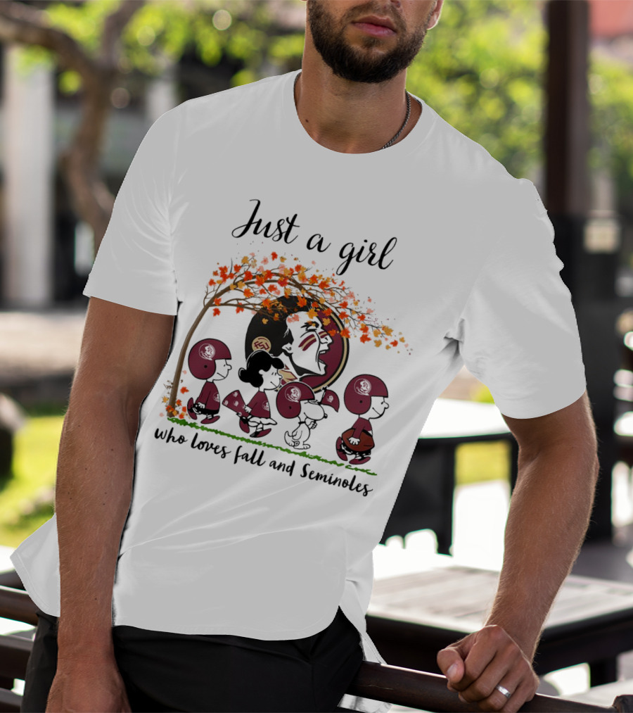 Just A Girl Who Loves Fall And Seminoles Peanuts Cartoon T-Shirt