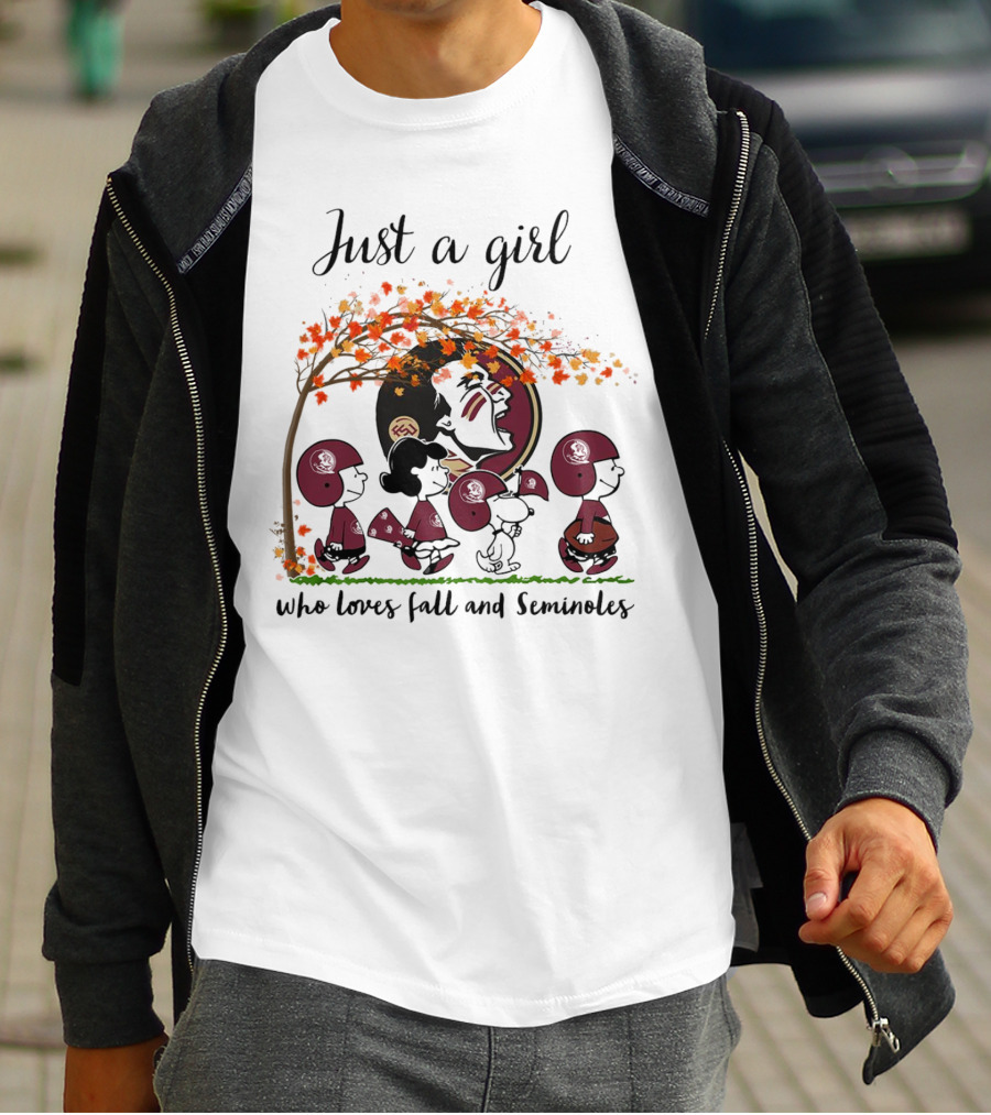 Just A Girl Who Loves Fall And Seminoles Peanuts Cartoon T-Shirt