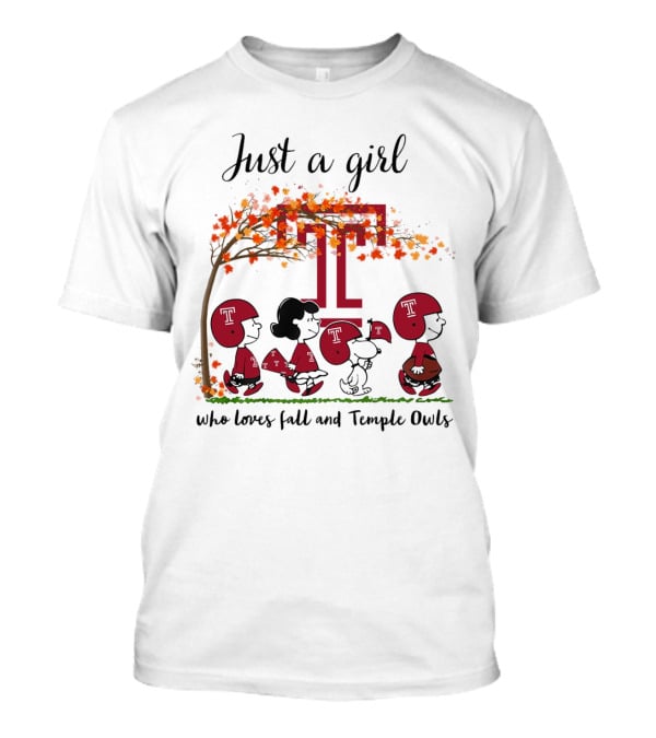 Just A Girl Who Loves Fall And Temple Owls Peanuts Cartoon T-Shirt