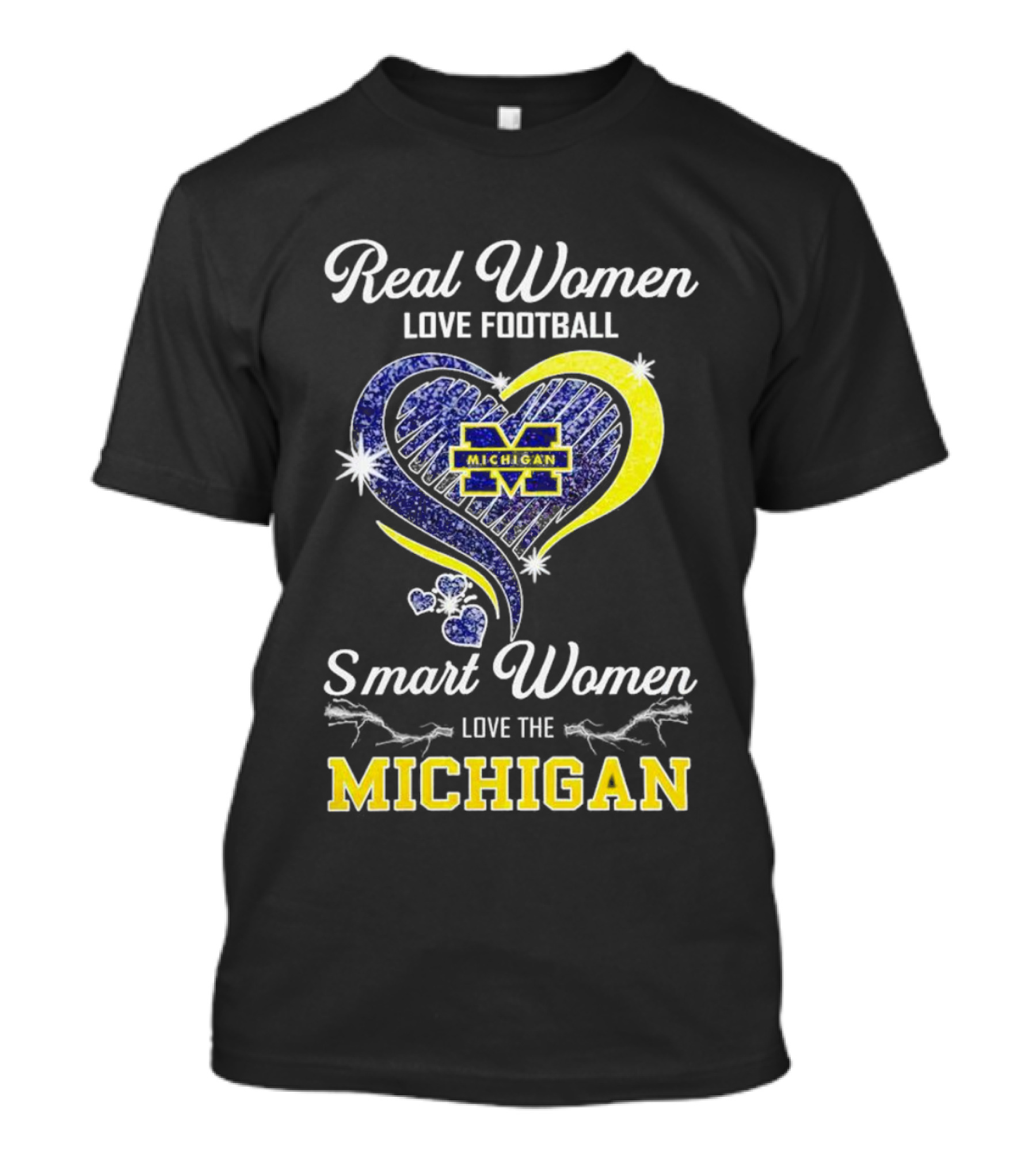 Real Women Love Football Smart Women Love The Michigan Wolverines Heart T-Shirt
