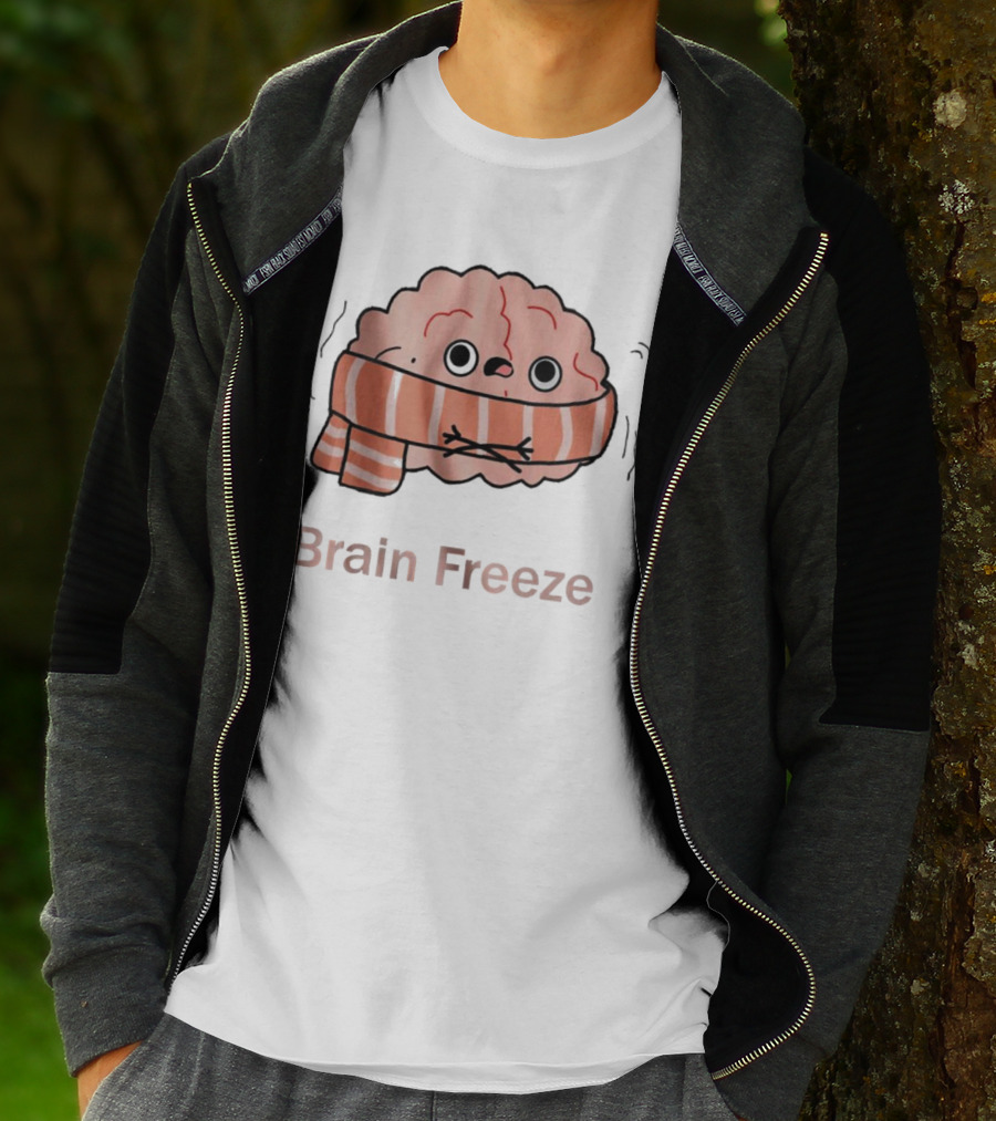 Brain Freeze Shivering Brain Wrapped In A Scarf T-Shirt