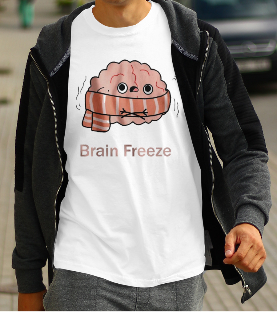Brain Freeze Shivering Brain Wrapped In A Scarf T-Shirt