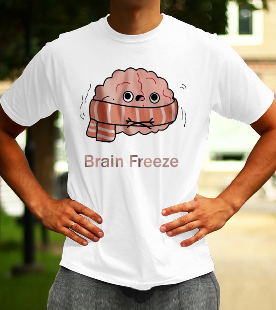Brain Freeze Shivering Brain Wrapped In A Scarf T-Shirt