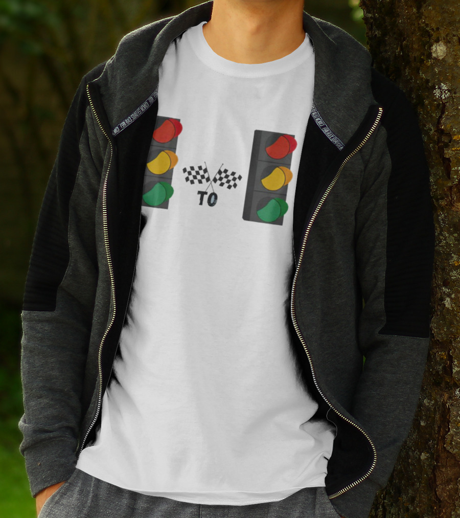 Stoplight To Stoplight Race Checkered Flags T-Shirt