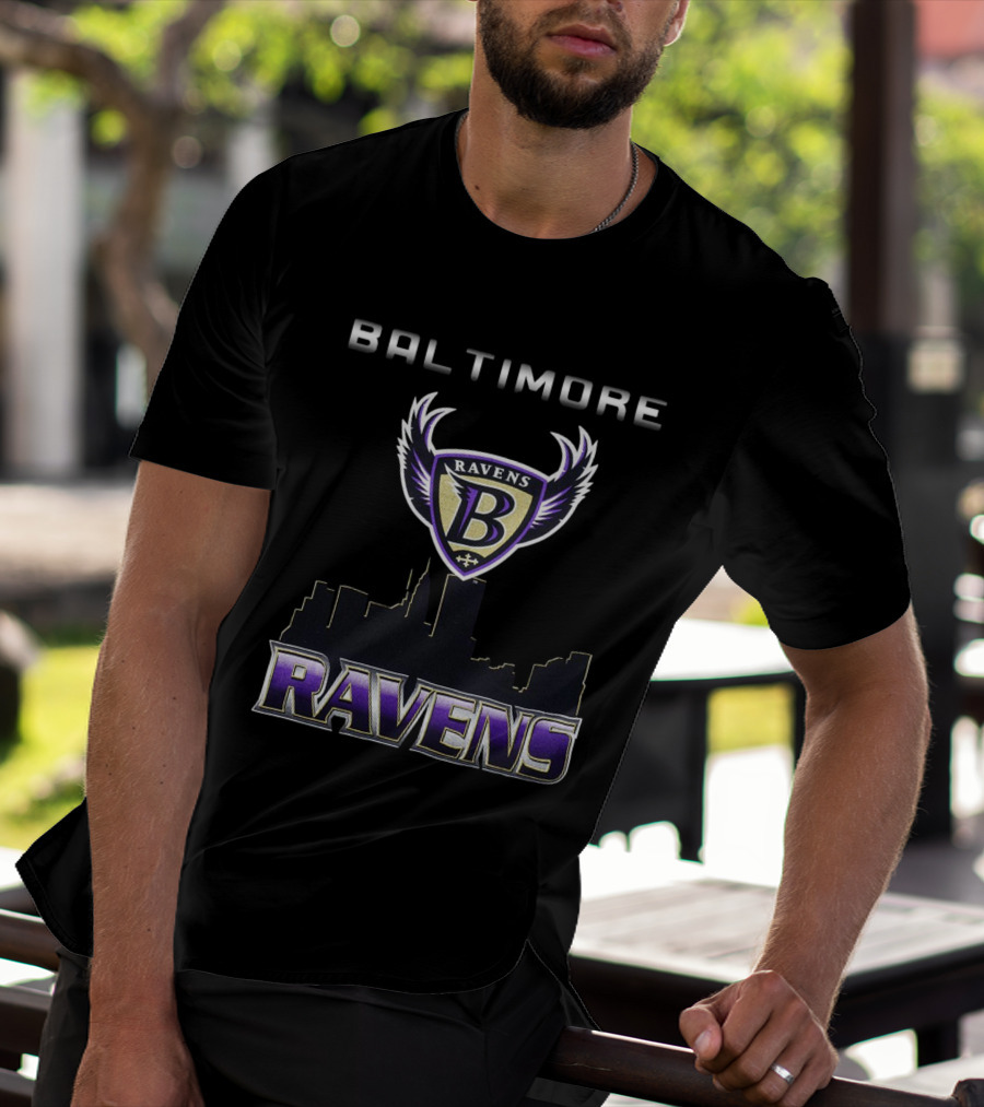 Baltimore Ravens Skyline Logo Vintage Ravens T-Shirt