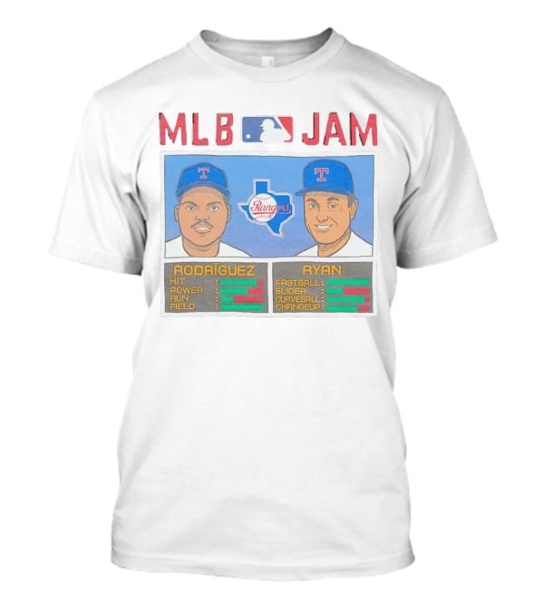 MLB Jam Texas Rangers Rodriguez And Ryan Baseball Stats T-Shirt