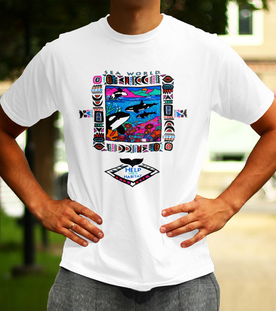 Sea World Bright Neon Orcas Help Their Habitat T-Shirt