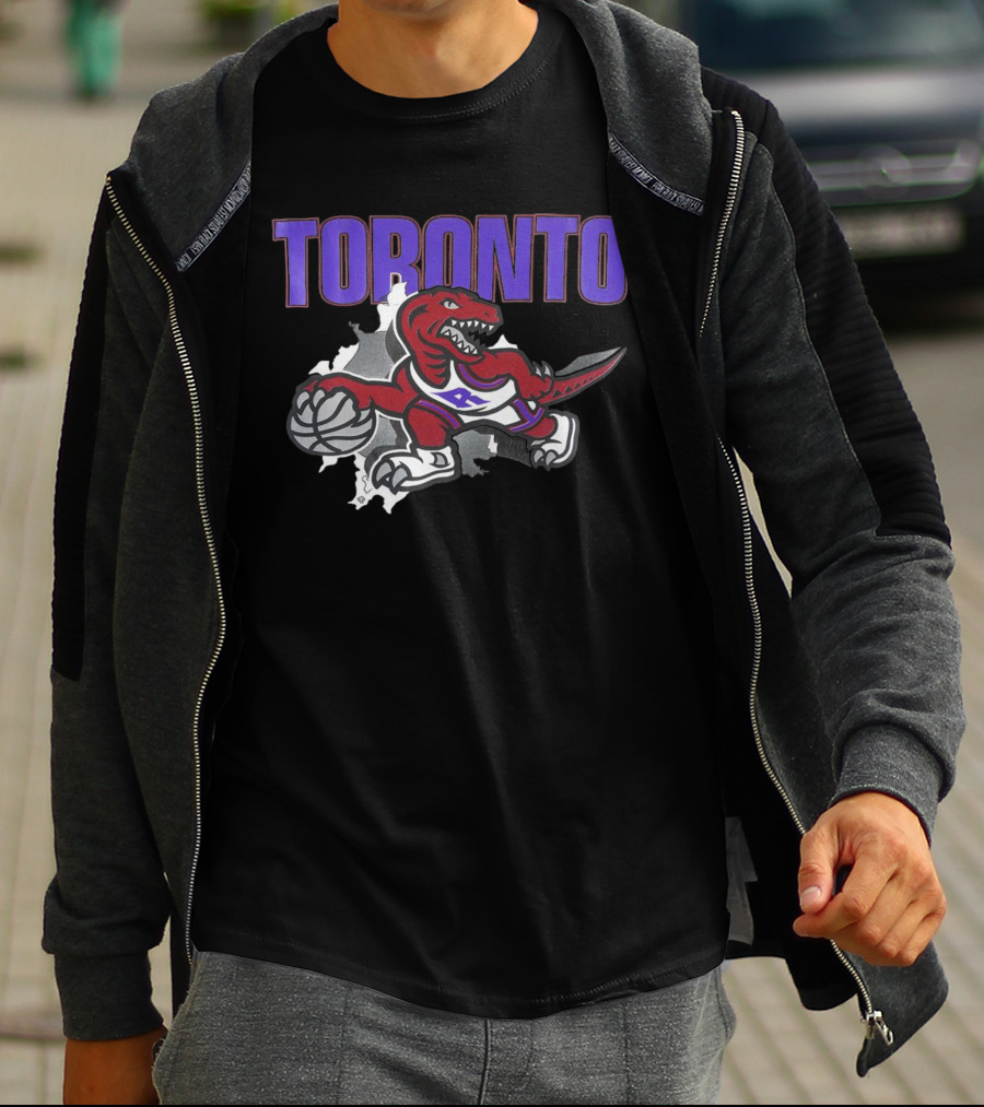 Toronto Raptors Basketball Dinosaur Logo Badge T-Shirt