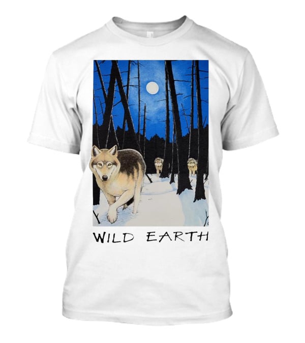 Wild Earth Wolves Under Moonlit Forest T-Shirt