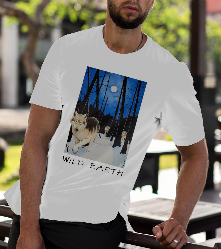Wild Earth Wolves Under Moonlit Forest T-Shirt
