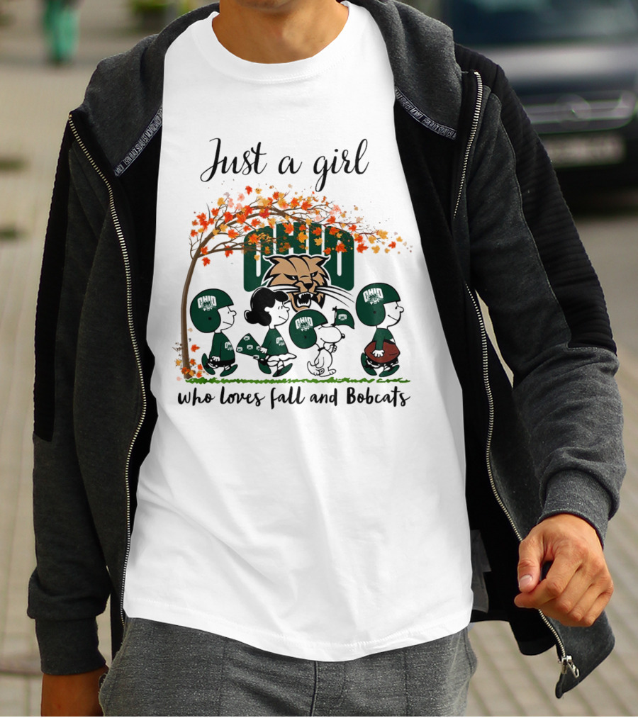 Just A Girl Who Loves Fall And Ohio Bobcats Peanuts Cartoon T-Shirt