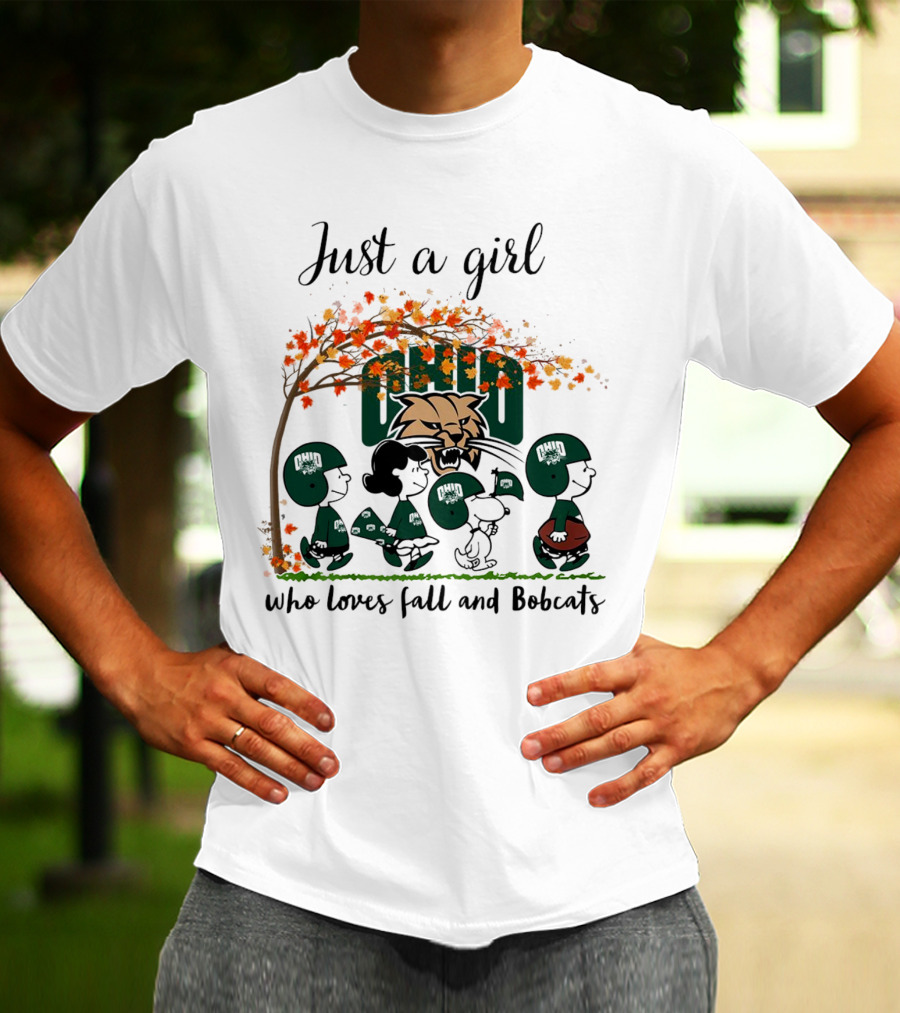 Just A Girl Who Loves Fall And Ohio Bobcats Peanuts Cartoon T-Shirt