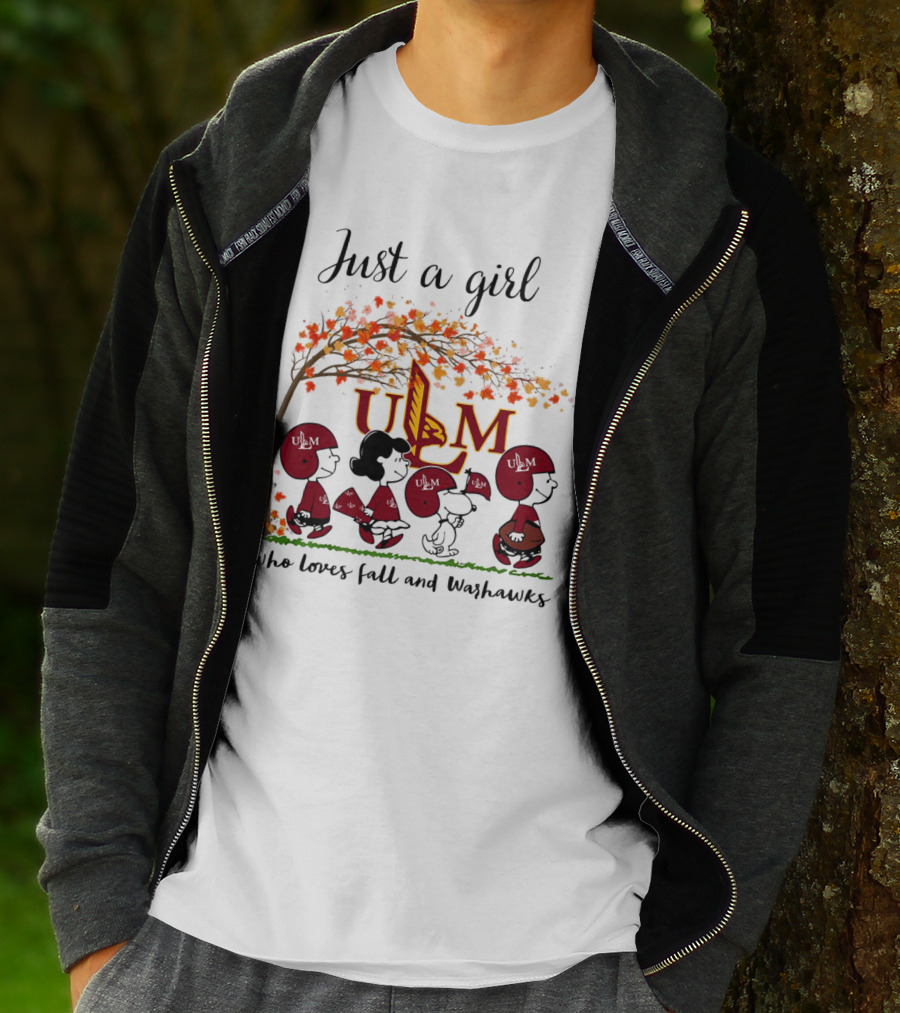 Just A Girl Who Loves Fall And ULM Warhawks T-Shirt