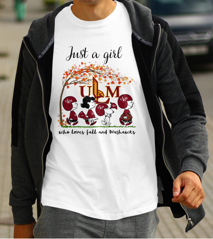 Just A Girl Who Loves Fall And ULM Warhawks T-Shirt