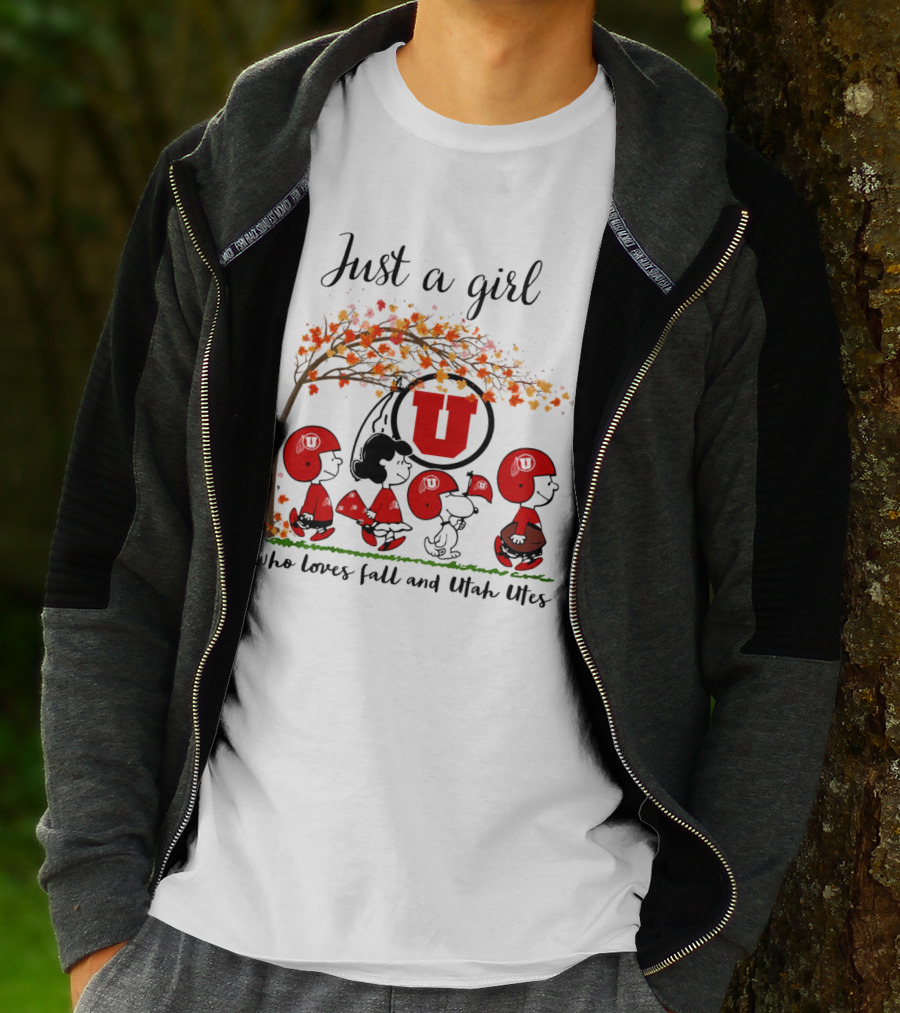 Just A Girl Who Loves Fall And Utah Utes Peanuts Cartoon T-Shirt