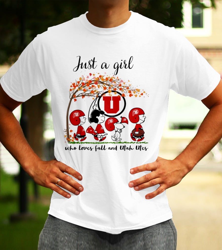 Just A Girl Who Loves Fall And Utah Utes Peanuts Cartoon T-Shirt