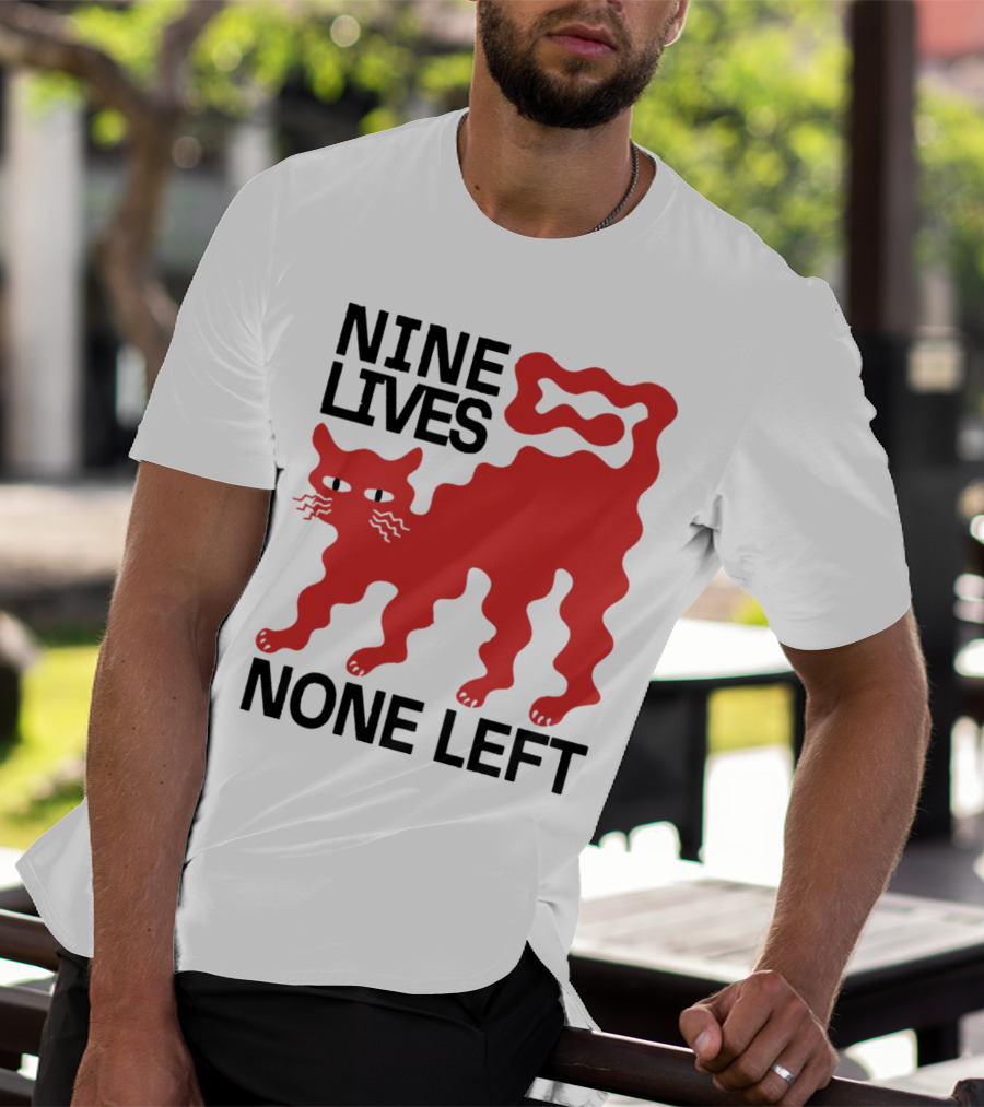 Nine Lives None Left Red Cat T-Shirt