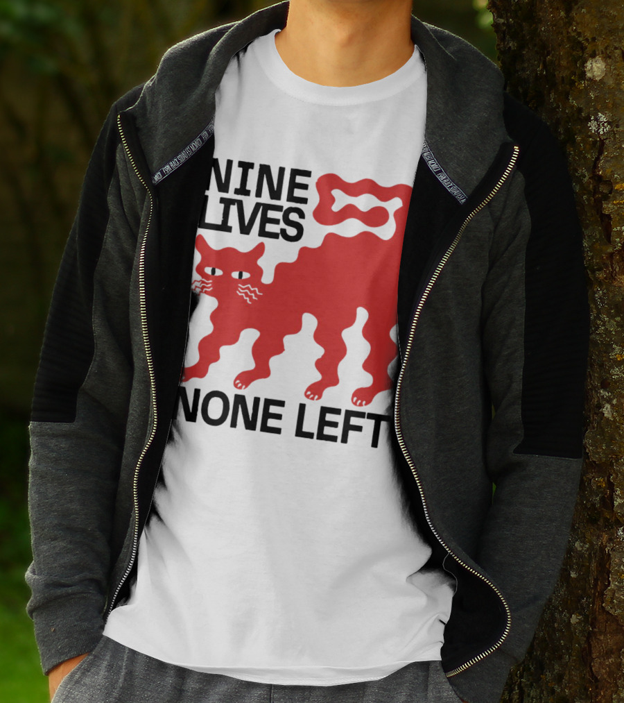 Nine Lives None Left Red Cat T-Shirt