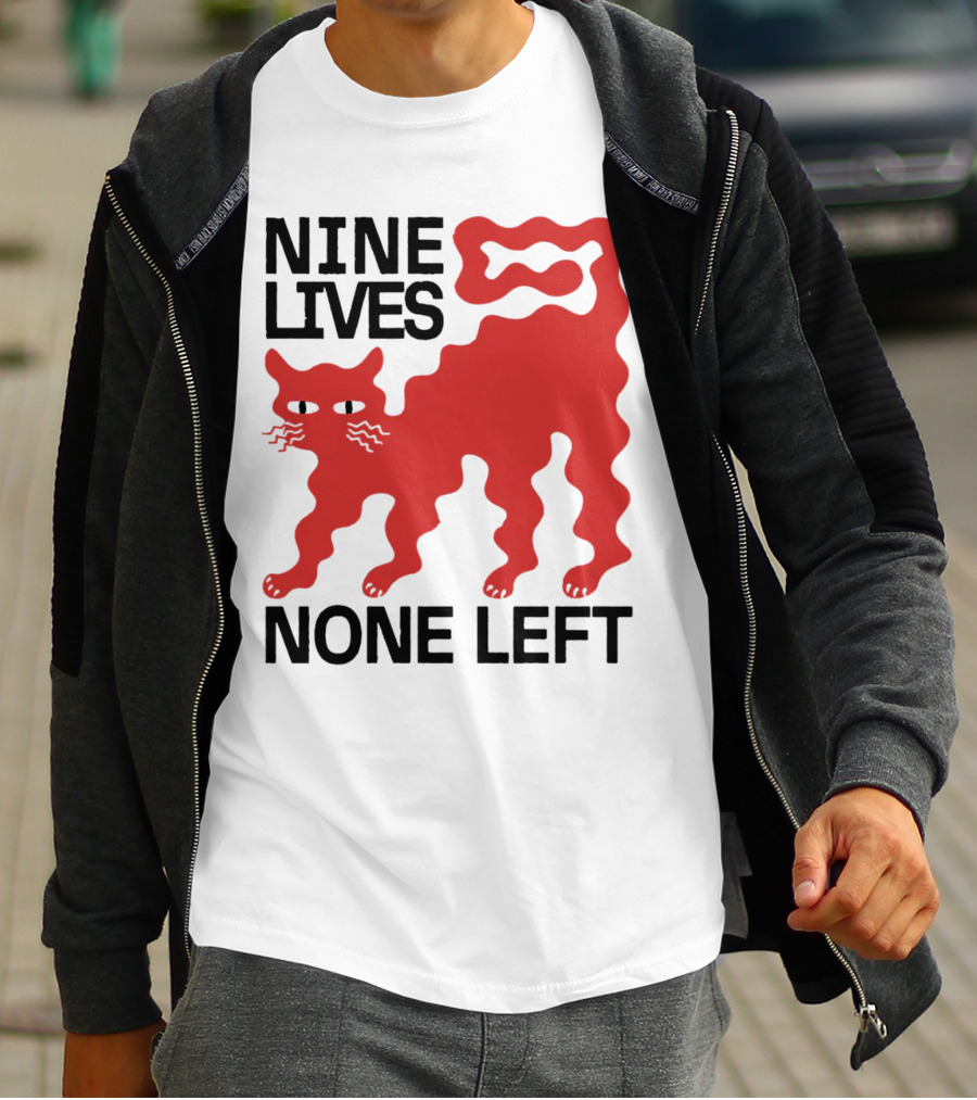 Nine Lives None Left Red Cat T-Shirt