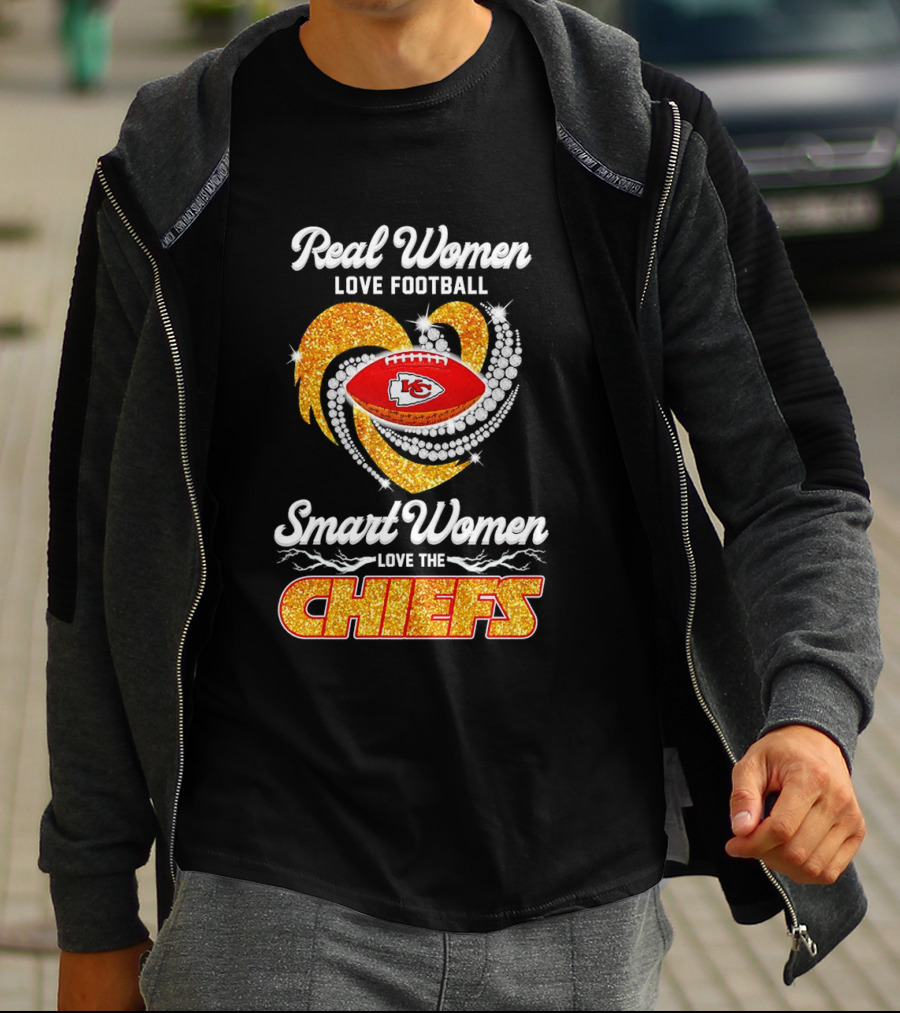 Kansas City Chiefs Real Women Love Football Smart Women Love The Chiefs Diamond Love T-Shirt