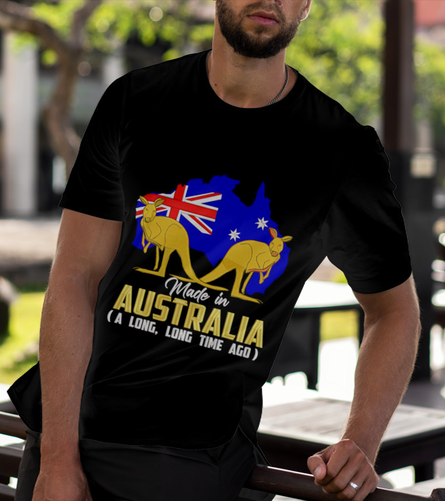 Made In Australia A Long Time Ago With Kangaroos And Australia Map Flag T-Shirt