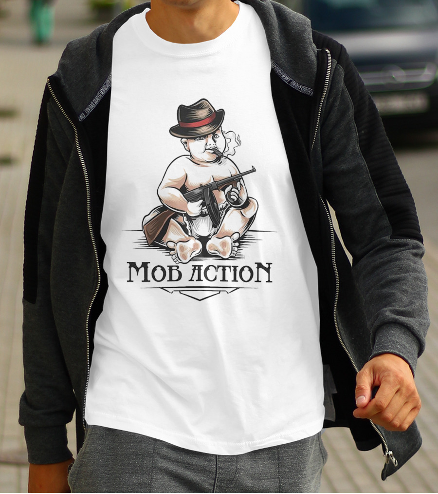Baby Capone Mob Action Smoking Fedora Gun T-Shirt