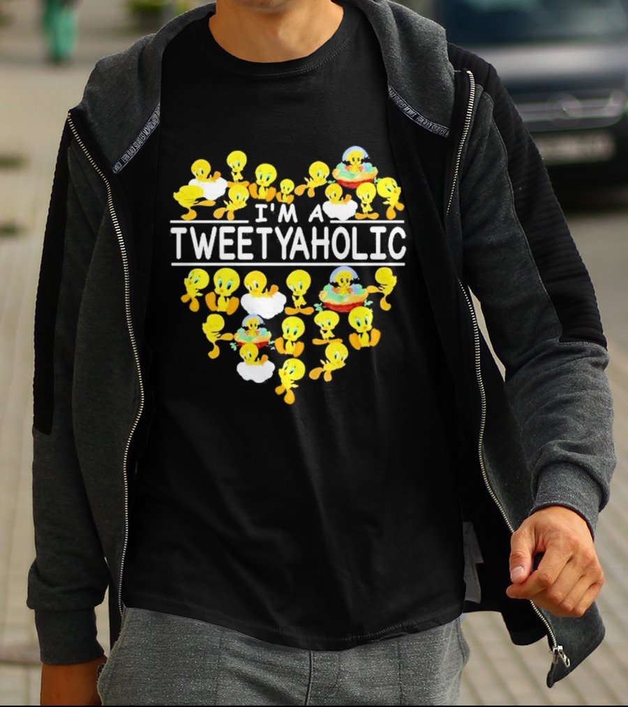 I'm A Tweetyaholic Heart Design Featuring Multiple Tweety Bird Poses T-Shirt