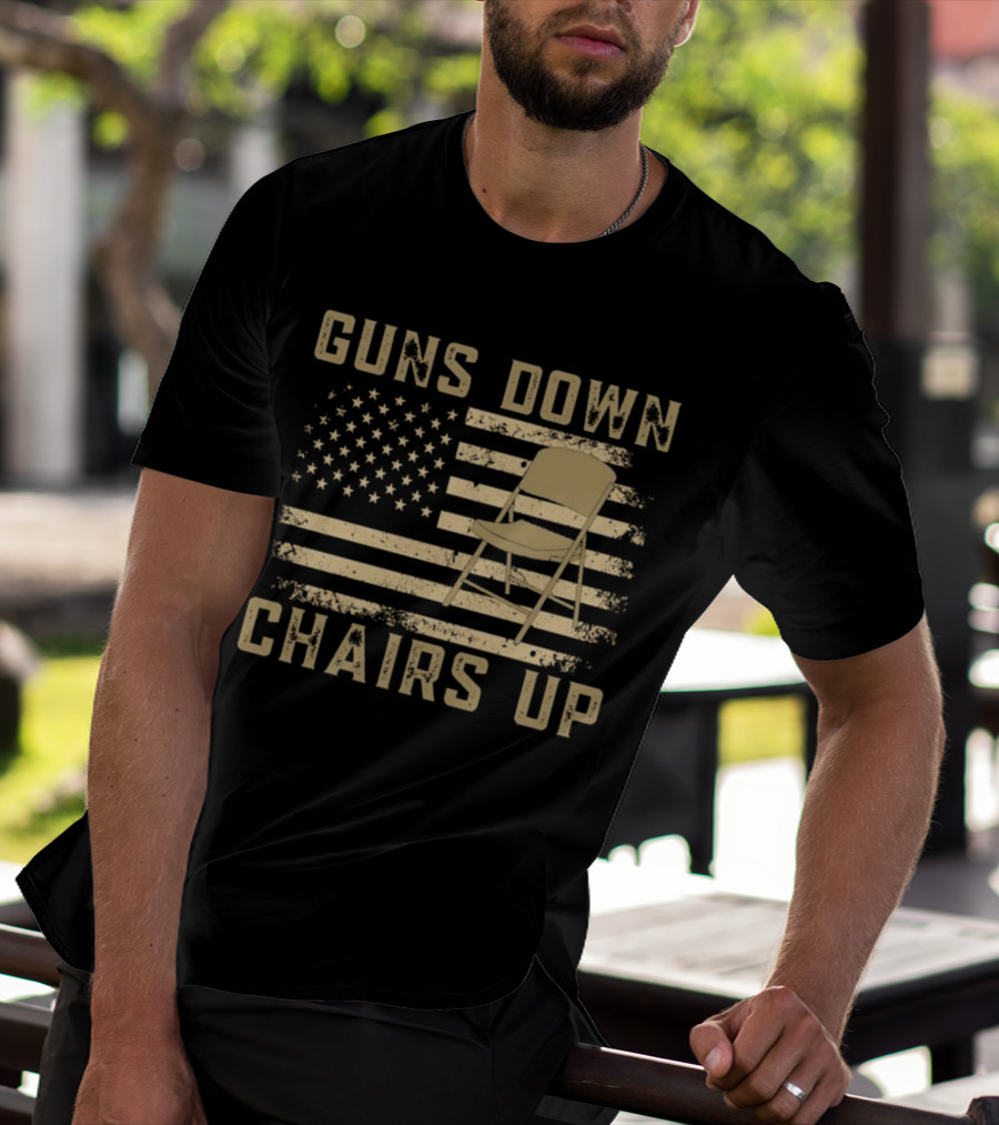 Guns Down Chairs Up American Flag Montgomery Alabama Brawl T-Shirt
