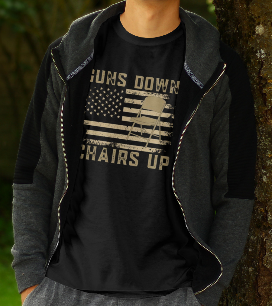 Guns Down Chairs Up American Flag Montgomery Alabama Brawl T-Shirt