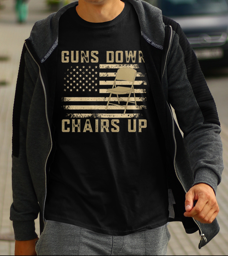 Guns Down Chairs Up American Flag Montgomery Alabama Brawl T-Shirt
