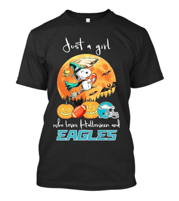 Just A Girl Who Loves Halloween And Philadelphia Eagles Snoopy T-Shirt