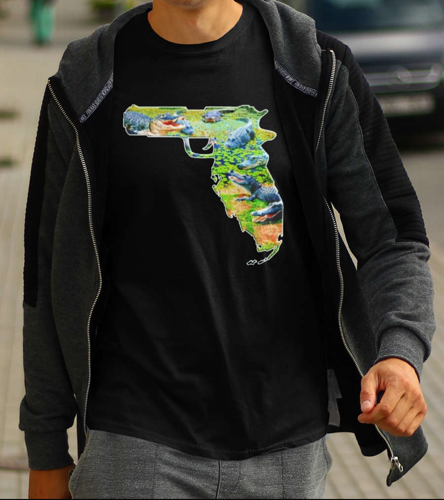 Florida Alligator Shape Gun T-Shirt