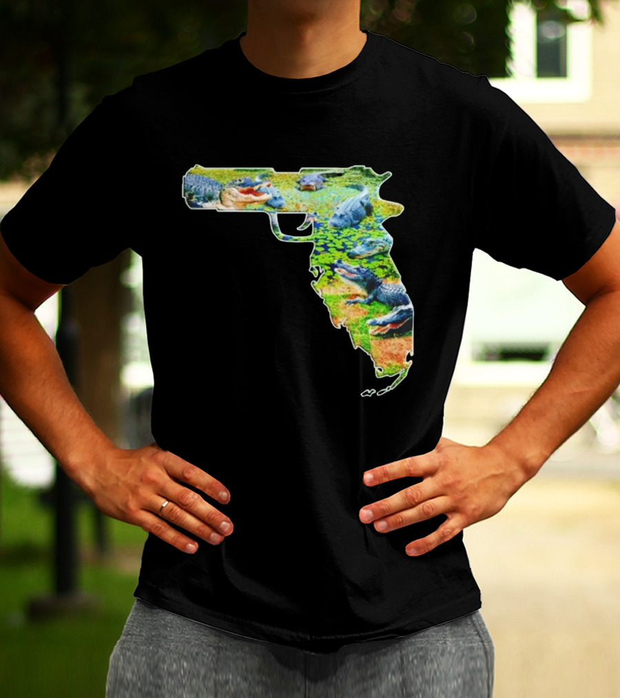 Florida Alligator Shape Gun T-Shirt