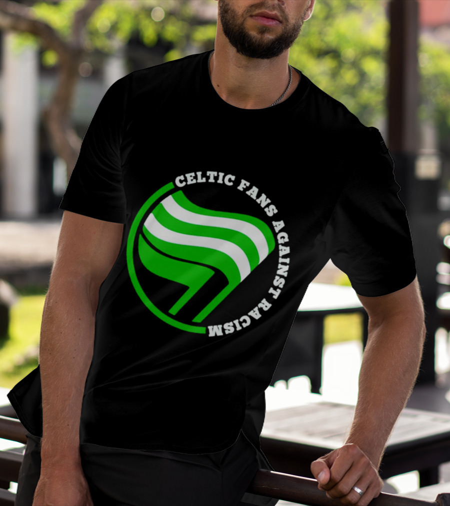 Celtic Fans Against Racism Green And White Flag T-Shirt