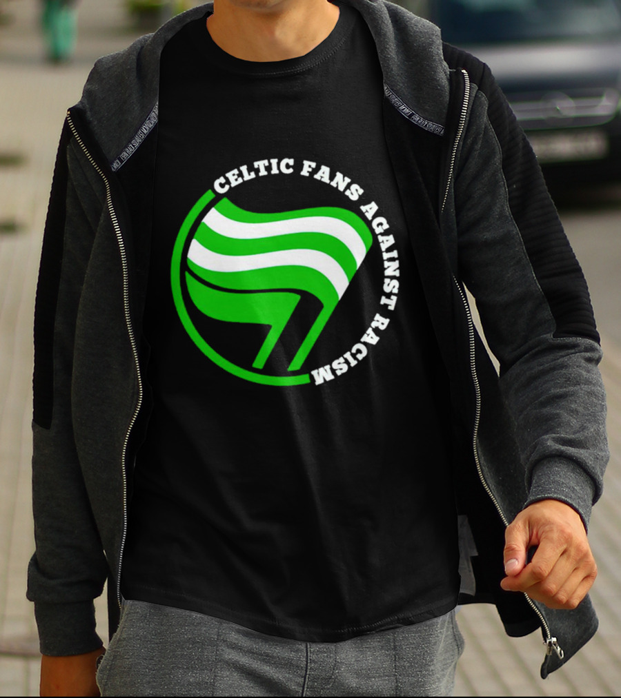 Celtic Fans Against Racism Green And White Flag T-Shirt