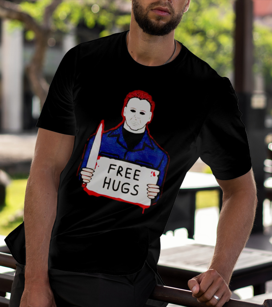 Free Hugs Michael Myers Knife Halloween Horror T-Shirt