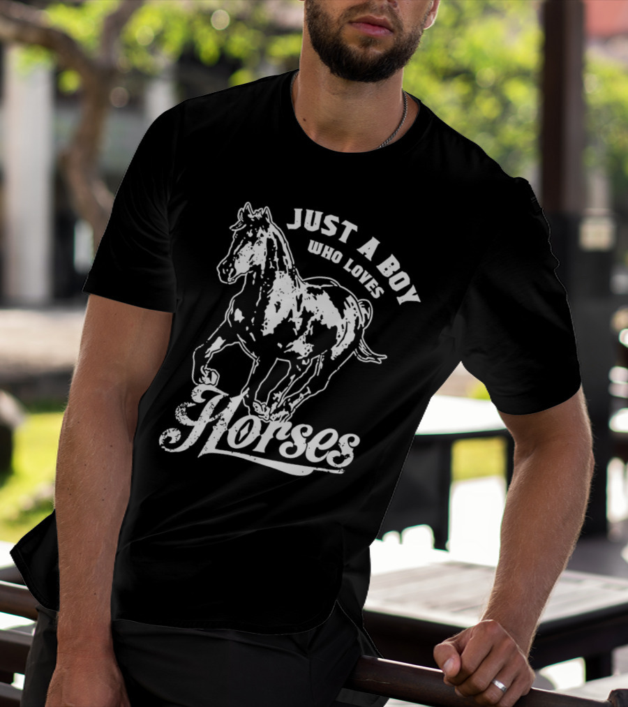 Just A Boy Who Loves Horses Riding T-Shirt