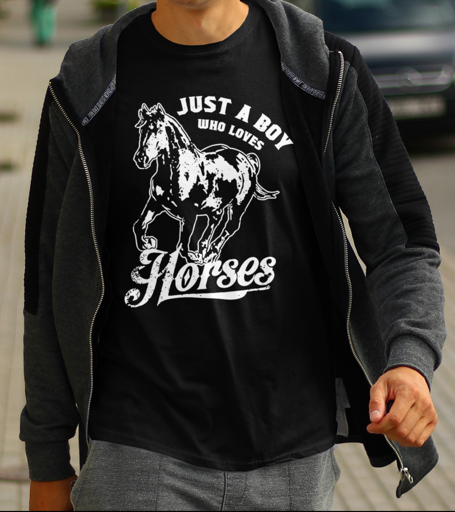 Just A Boy Who Loves Horses Riding T-Shirt