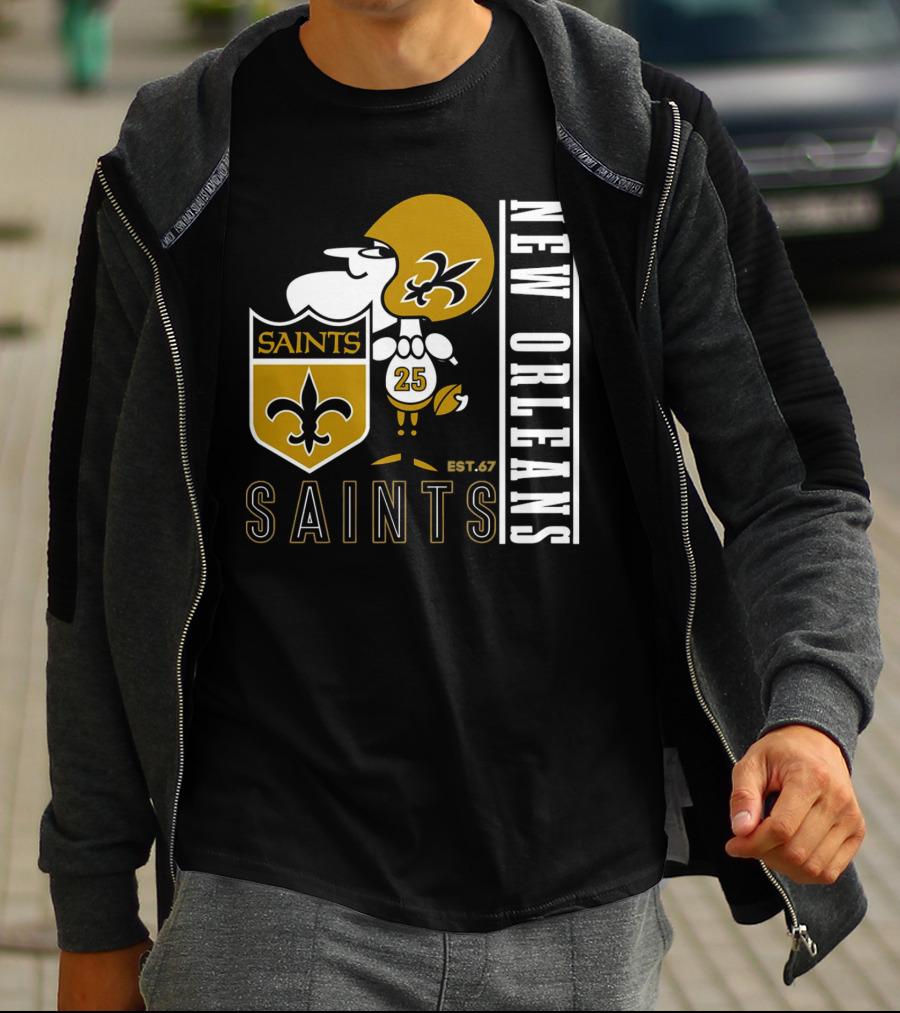 New Orleans Saints Est.67 Mascot With Shield And Fleur-de-Lis T-Shirt