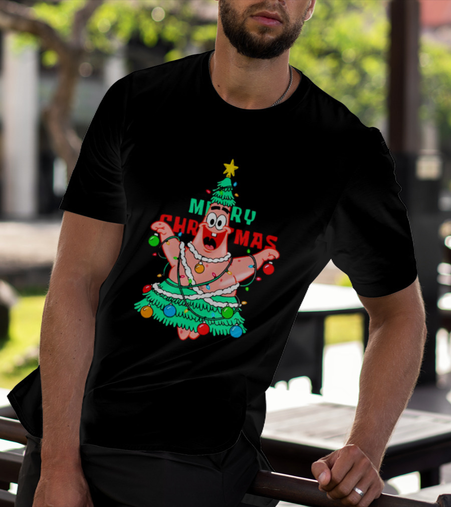 Merry Christmas Patrick Tree Holiday Lights T-Shirt