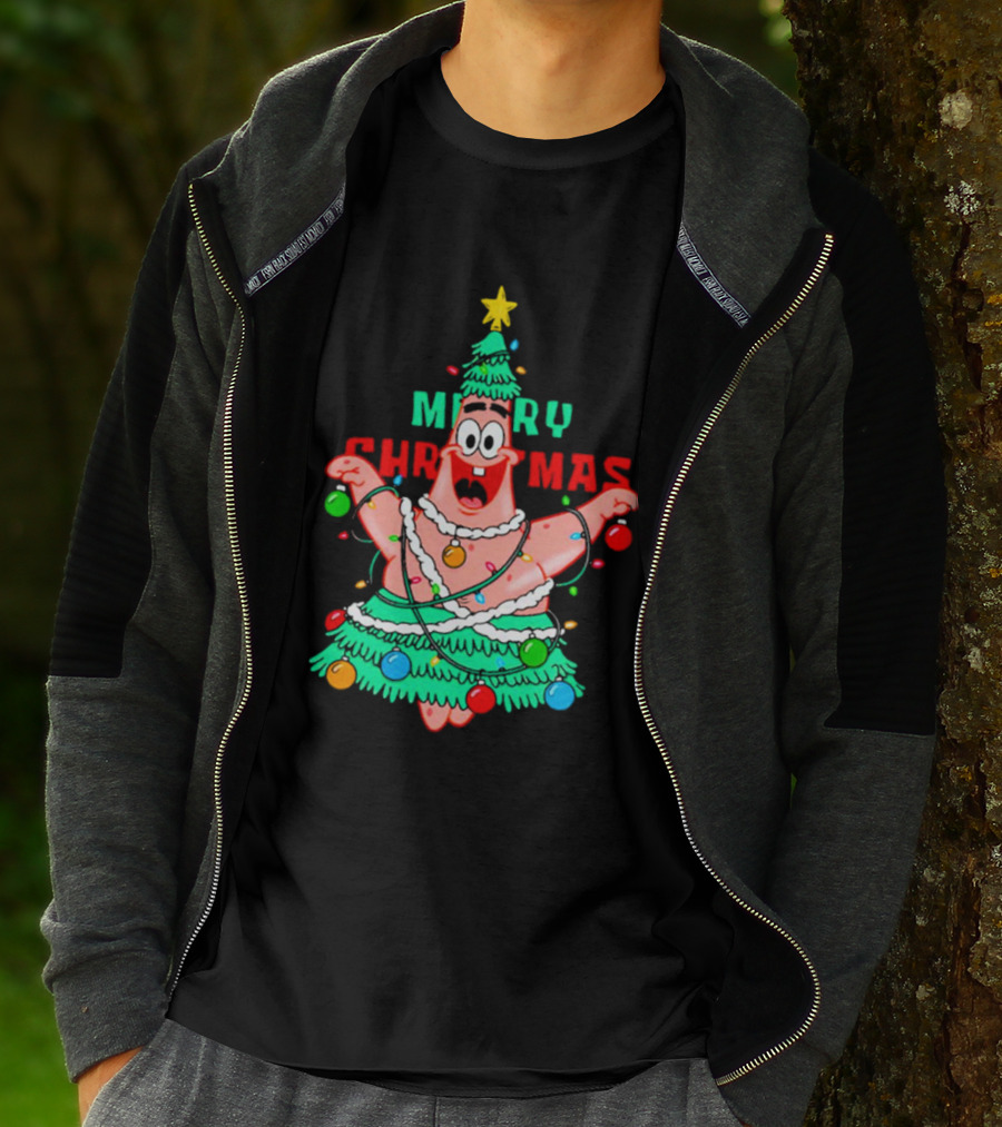 Merry Christmas Patrick Tree Holiday Lights T-Shirt