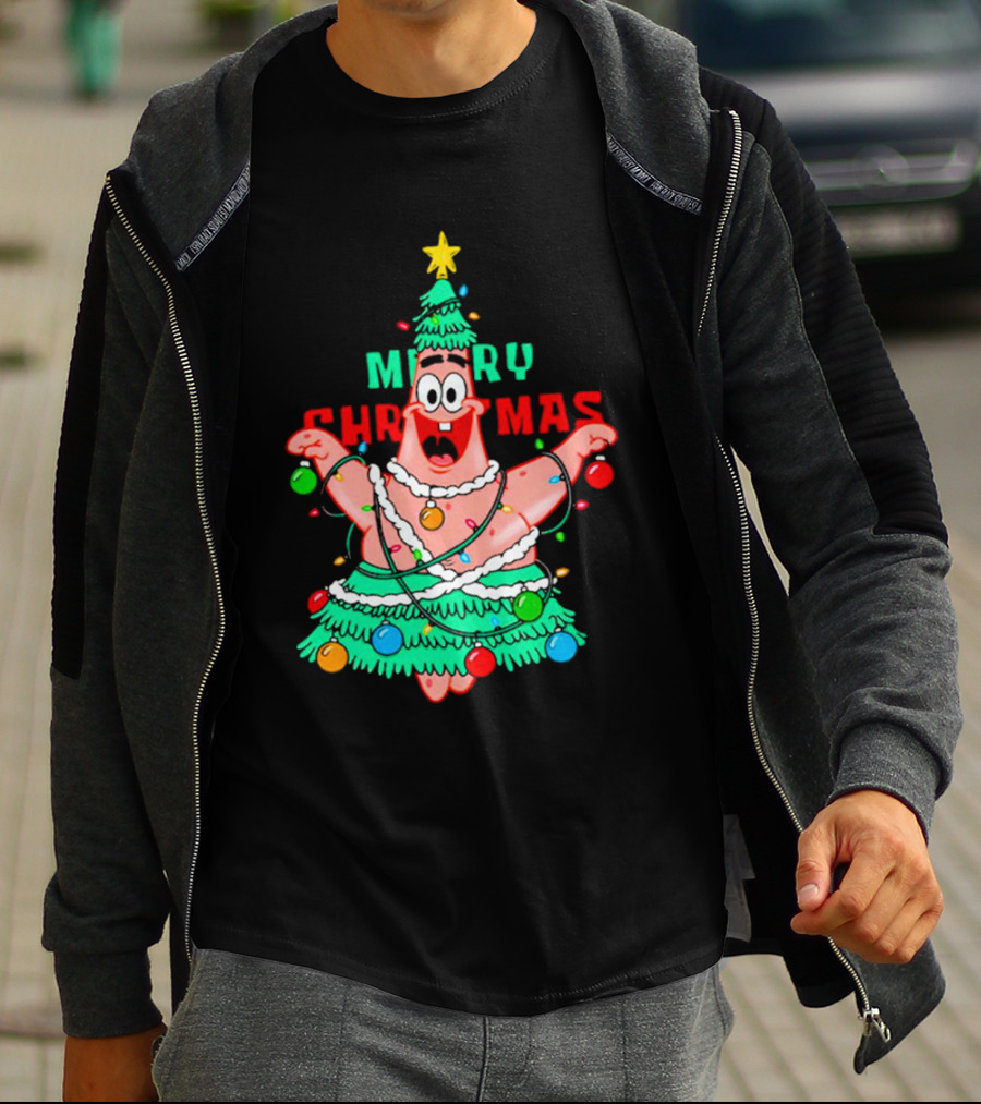 Merry Christmas Patrick Tree Holiday Lights T-Shirt